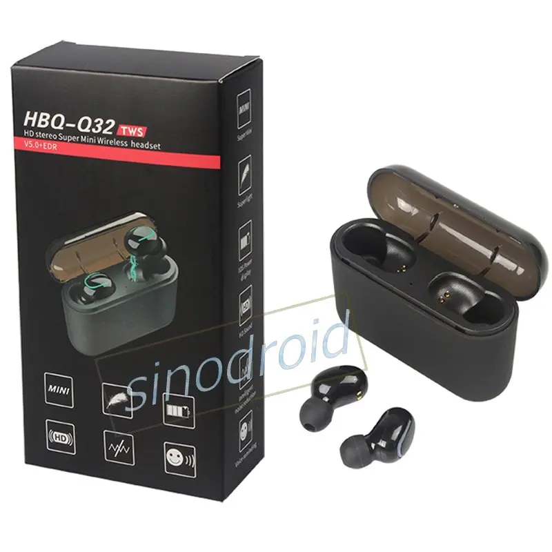TWS стереонаушники HBQ Q32 с поддержкой Bluetooth 5 0 и зарядным футляром на 1500 мА ·