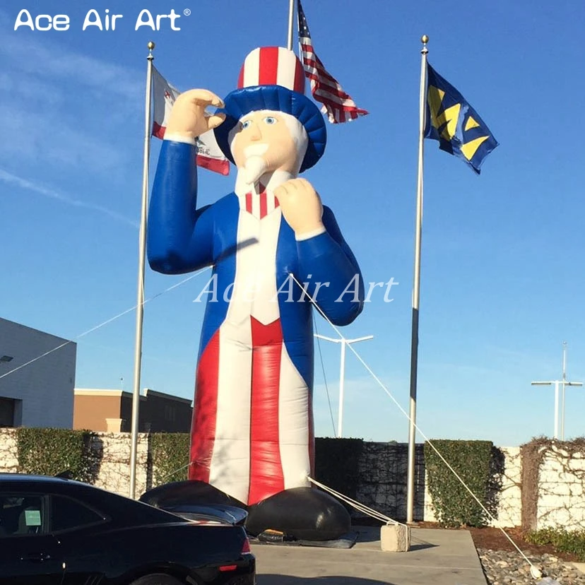 

20 ft tall giant inflatable cartoon model inflatable Patriotic Uncle Sam with hat replica for advertising