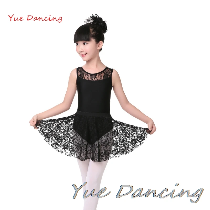 Кружевное гимнастическое трико черное балетное платье для девочек балетная
