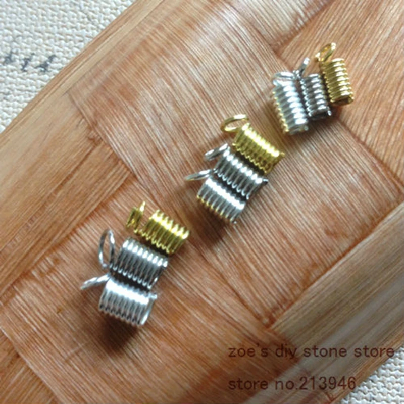 

inner size 4mm 400Pcs/Pack Rope Cord Spring Crimp End Jewelry Findings