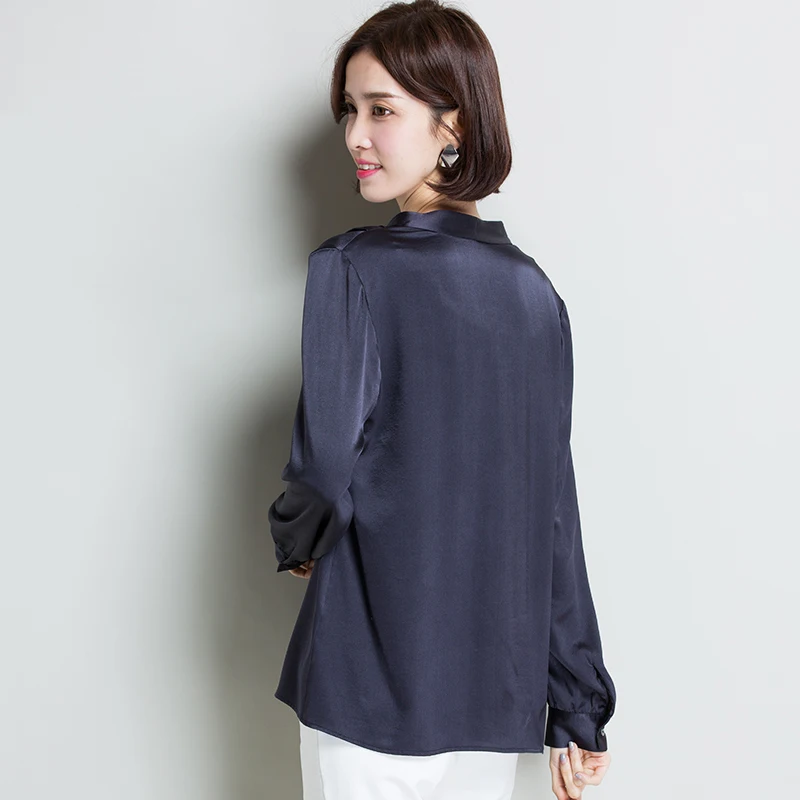 2XL брендовая рубашка из 100% шелка весна лето 2019 женские блузки новые Однотонные