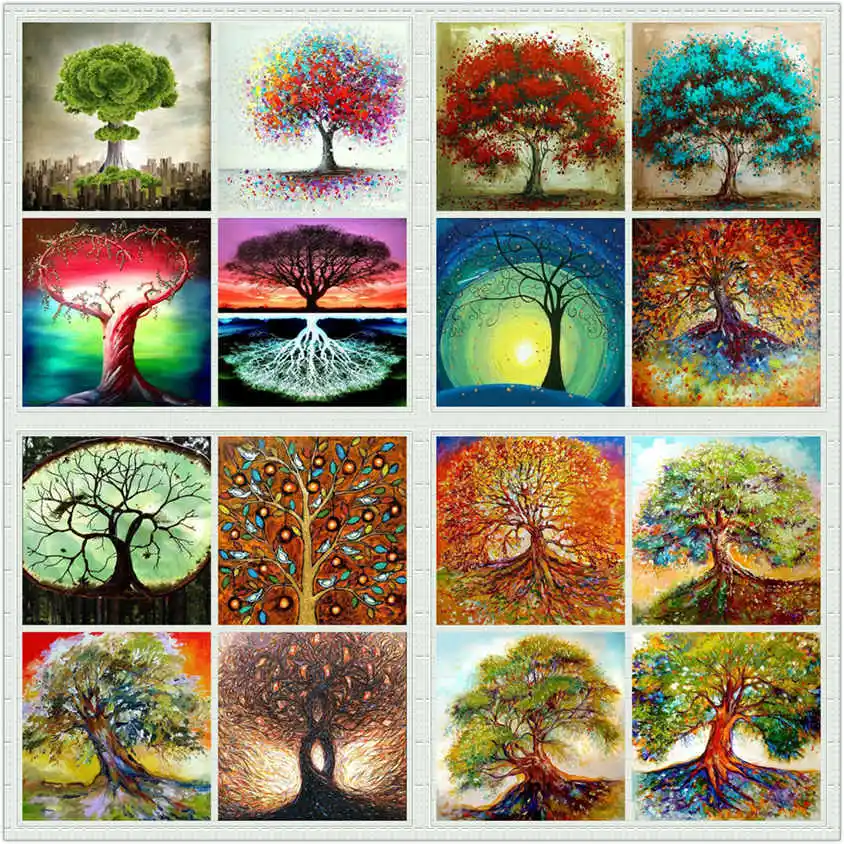 

5D Diamond Painting Colorful Tree DIY Diamond Mosaic Sale Round Diamond Embroidery Full Set Needlework Kits Mother's day Gift
