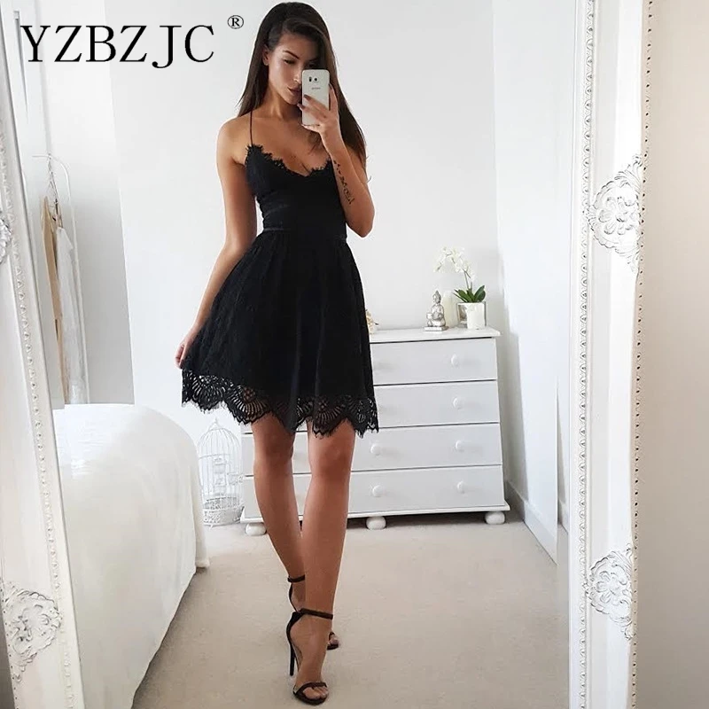 Женское кружевное платье с v образным вырезом без рукавов открытыми плечами и