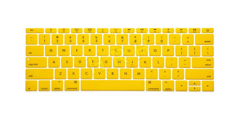 Yellow HRH Цветной силиконовый чехол-клавиатура для ноутбука Macbook New Pro 13 A1708(версия без сенсорной панели) и для Mac 12 дюймов A1534 - Цвет: Yellow