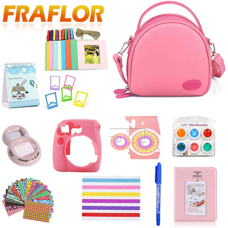 Набор аксессуаров 12 в 1 для Fujifilm Instax Mini 8/8 +/8s/9 с чехлом камеры/ремешком/зеркалом