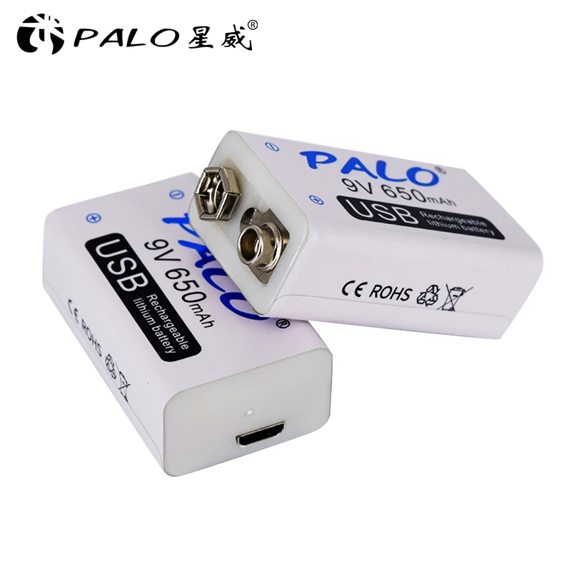 Пало 650 мАч Micro USB 9V 6F22 Li-Ion Перезаряжаемые Батарея для радиоуправляемого вертолета модели микрофон гитары EQ Дымовая пожарная сигнализация мультиметр