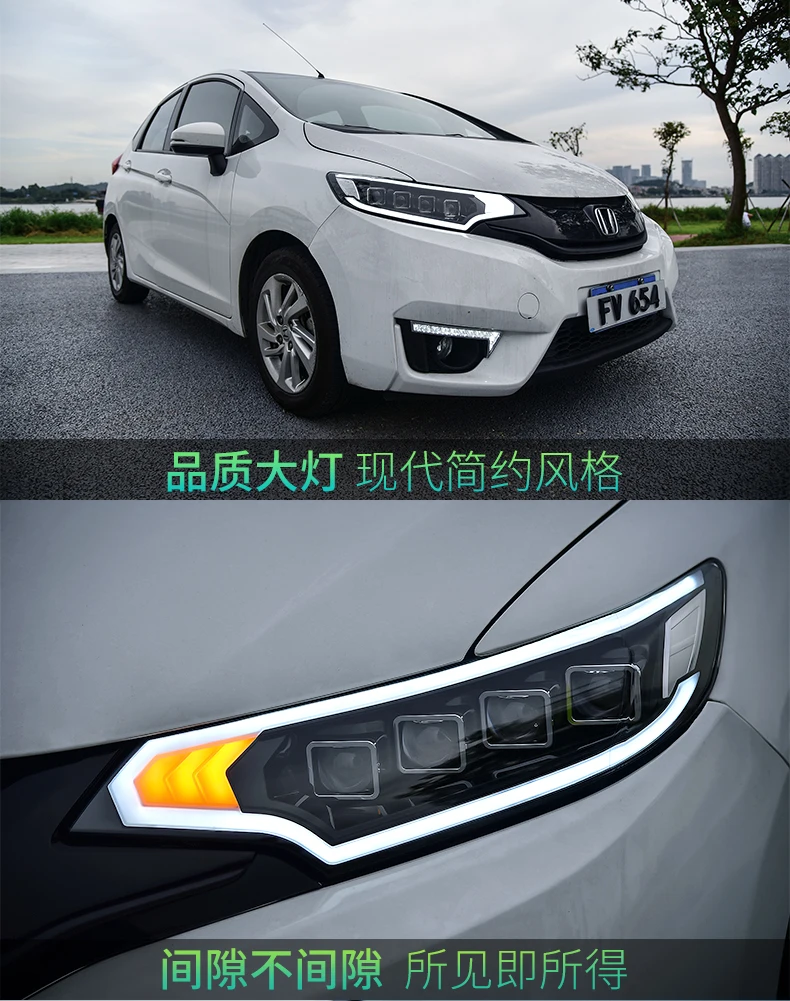 Головной фонарь для Honda Fit головной светильник s весь светодиодный головной светильник DRL Дневной ходовой светильник поворота ходовой светильник светодиодный объектив фары