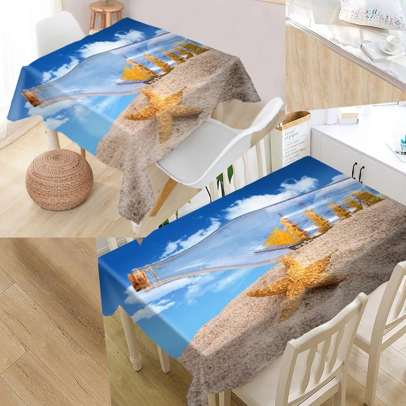 

New Starfish Table Cloth Cartoon Child Party Gifts Waterproof Oxford Fabric Rectangular Tablecloth Home Party Table Cover