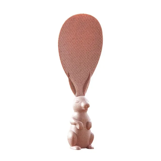 Pink Пшеничная соломенная ложка в форме милого кролика, рисовая ложка с антипригарным покрытием, вертикальная подставка для риса, совок, ковш для супа, соуса, кухонная посуда, инструмент - Цвет: Pink