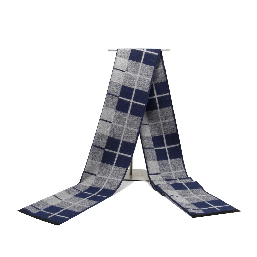 High quality cashmere Solid Grey black Navy men's boutique plaid striped scarfs patchwork color 30x180cm wholesale retail |