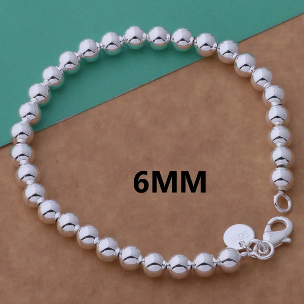 Женский браслет с бусинами Будды 6 мм ювелирное изделие из стерлингового серебра