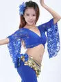 dark blue Сексуальный костюм для танца живота кружевной топ с рукавами-бабочками бюстгальтер 11 цветов - Цвет: dark blue