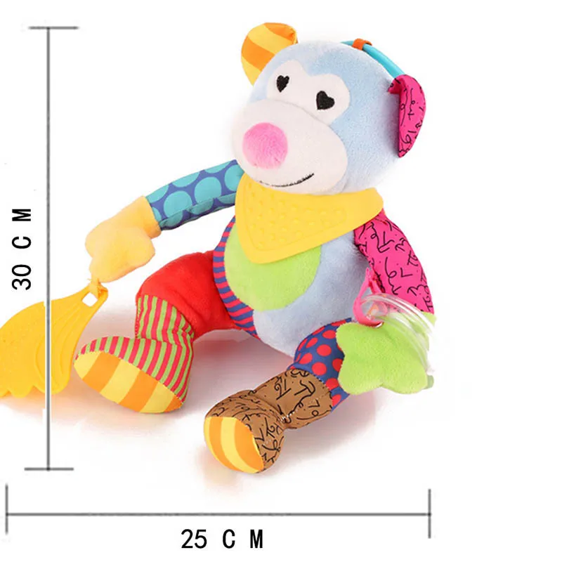 

Adorable Animal Plush Doll Soft Baby Rattles Toys with Teether Bed Hanging Animal Toy for Kids BM88