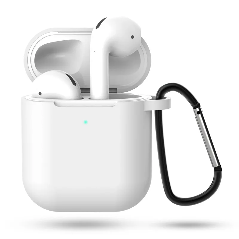 White Чехол для наушников Apple AirPods 2 чехол силиконовый чехол беспроводные Bluetooth наушники Air Pods 2 Чехол защитный чехол для AirPods чехол - Цвет: White