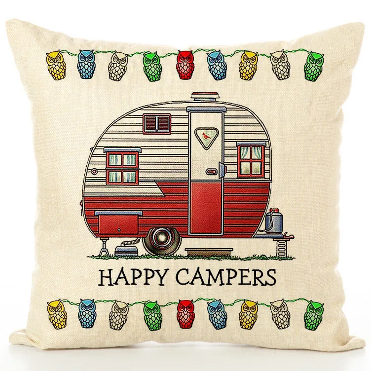 Happy Camper Чехлы для подушек несколько RV один принт дома гостиной диван украшения наволочки