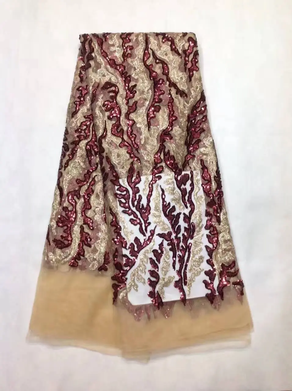 5 лет/шт Красивые золотые и фиолетовые пайетки дизайн африканская сетка кружева