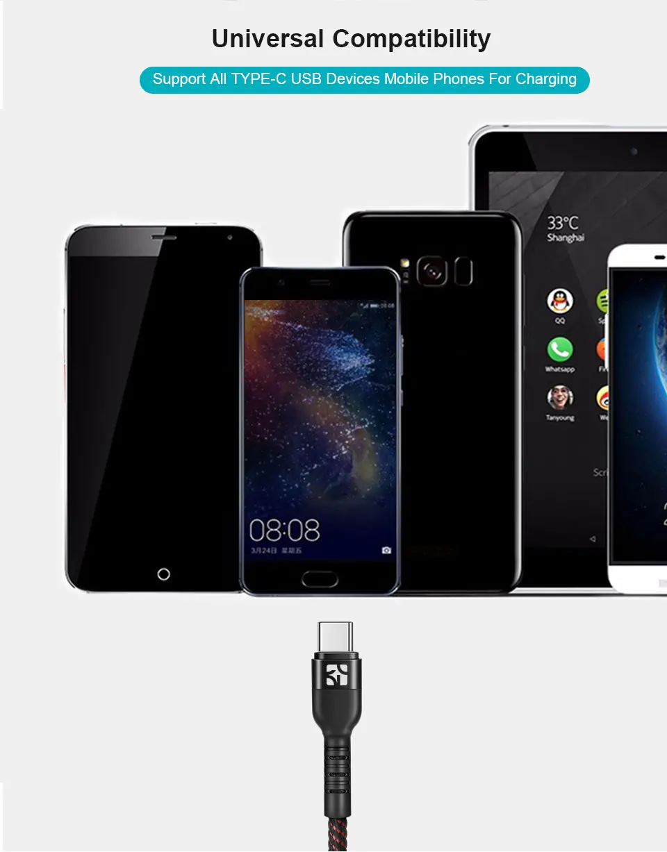 Coolreall 2.4A Реверсивный usb type C кабель для huawei honor Xiaomi Redmi mi9 Быстрая зарядка type C кабель для samsung Дата кабель
