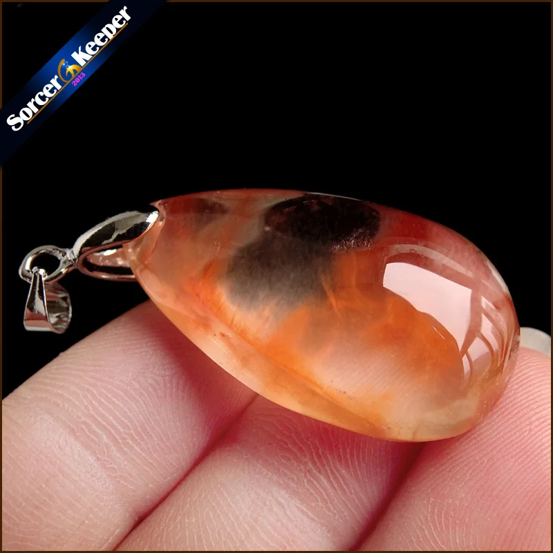 Для женщин Jewelry Цепочки и ожерелья Мода Редкие натуральный камень красный кролик волосы мех Рутиловый Кварц полированный кулон YS143