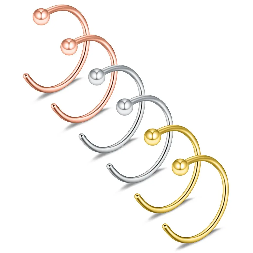 JFORYOU 6 шт ювелирные изделия из нержавеющей стали пирсинг серьги Нос Обруч унисекс