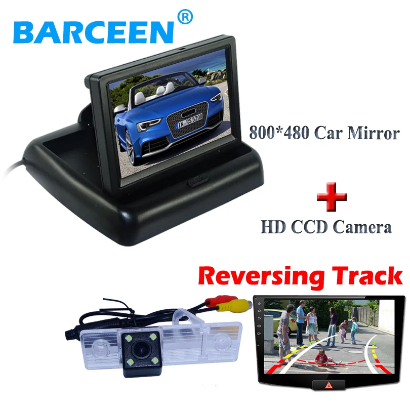 

4 led lights car parking camera Dynamic track line+black wire 4.3" foldable car monitor for Chevrolet Epica/Lova/ Aveo/Captiva