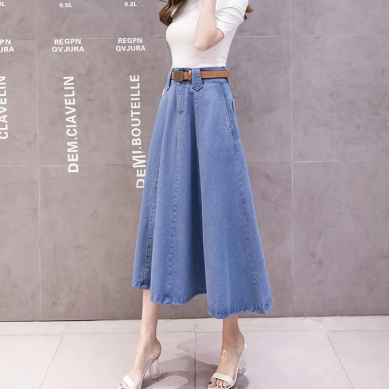 Юбка миди женская джинсовая Плиссированная модная винтажная облегающая