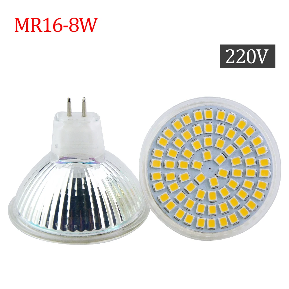 Полноразмерная Светодиодная лампа 8 Вт E27 GU10 MR16 Bombillas Led SMD2835 AC220V 230V Ampoule для