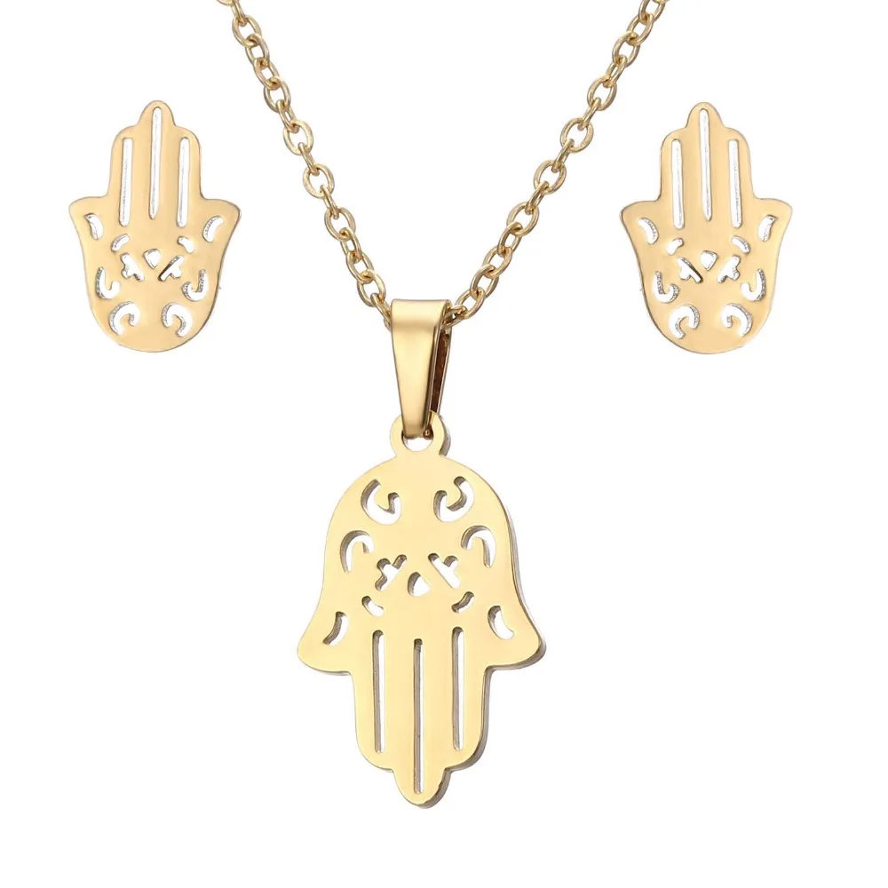 Rinhoo Fatima Hamsa ручной кулон ожерелья серьги из нержавеющей стали ювелирные изделия