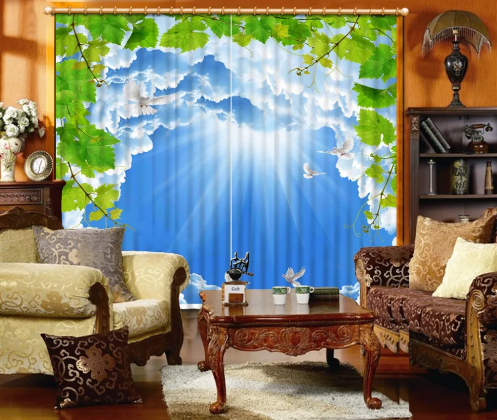 

curtains for living room Beautiful Photo Fashion Customized 3D Curtains blue sky curtains