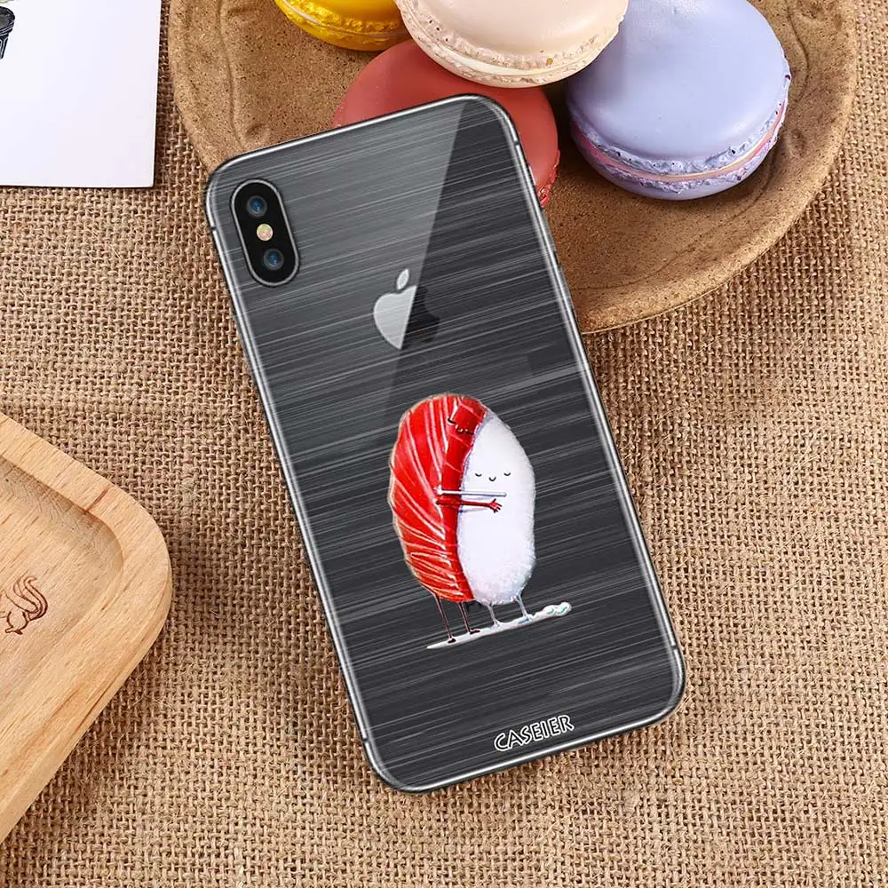 Caseier суши 3D тиснение мягкий чехол для телефона iPhone 7 8 Plus TPU силиконовый Чехол IPhone X 6