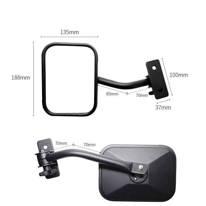 Прямоугольные зеркала боковые для Jeep Wrangler JK CJ YJ TJ 07 17 устойчивые к тряске дорожные
