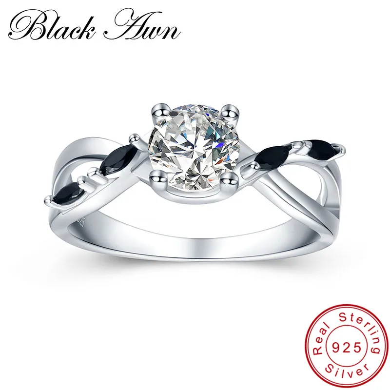 

[BLACK AWN] Noble 925 Sterling Silver Fine Jewelry Trendy Wedding Rings for Women Engagement Bague Size 6 7 8 C417