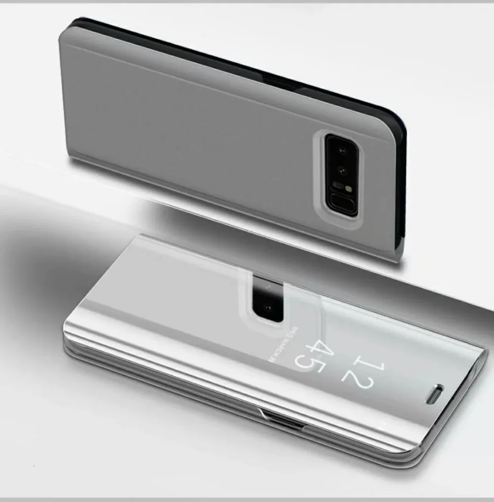 Для samsung Galaxy Note 8 S7 S6 край S8 S9 плюс A5 A7 A8 J3 J5 J7 роскошный кожаный чехол-книжка с подставкой Clear View умный зеркальный чехол для телефона