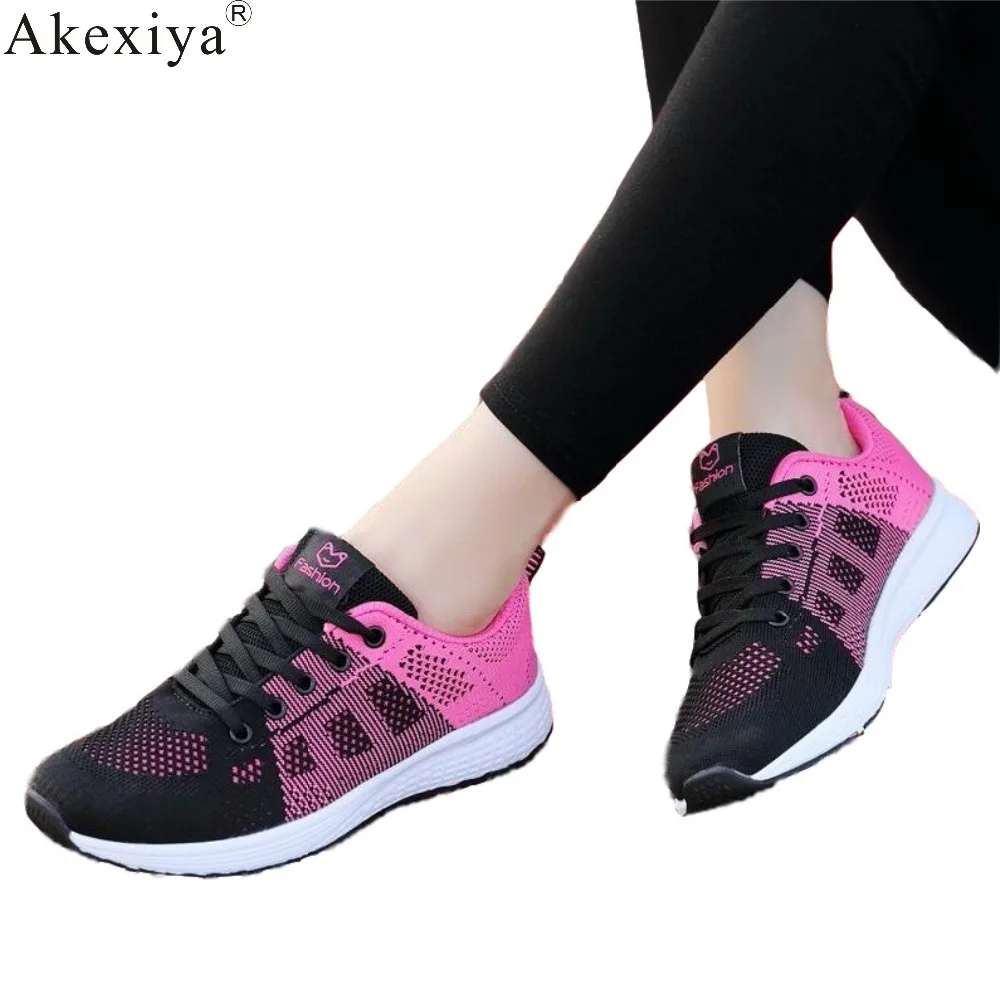 Женская обувь для бега Akexiya дышащая сетчатая спортивная на шнуровке высокое