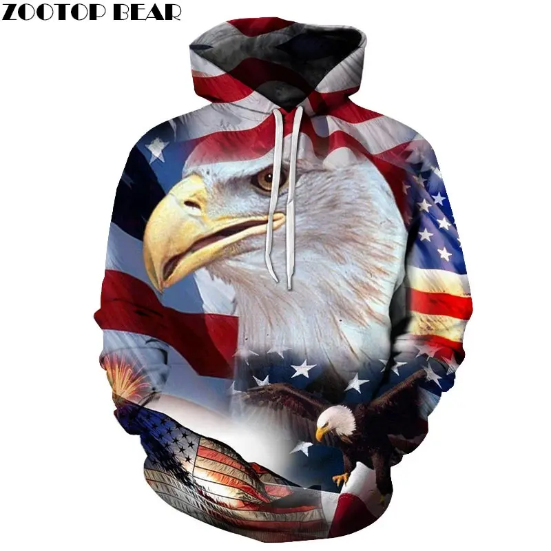 

Owl Men 3D Printed Pullover Sweatshirt Pullover Hoodie Casual Hoodie Fashion Men Hoodie USA Flag Quality ZOOTOP BEAR