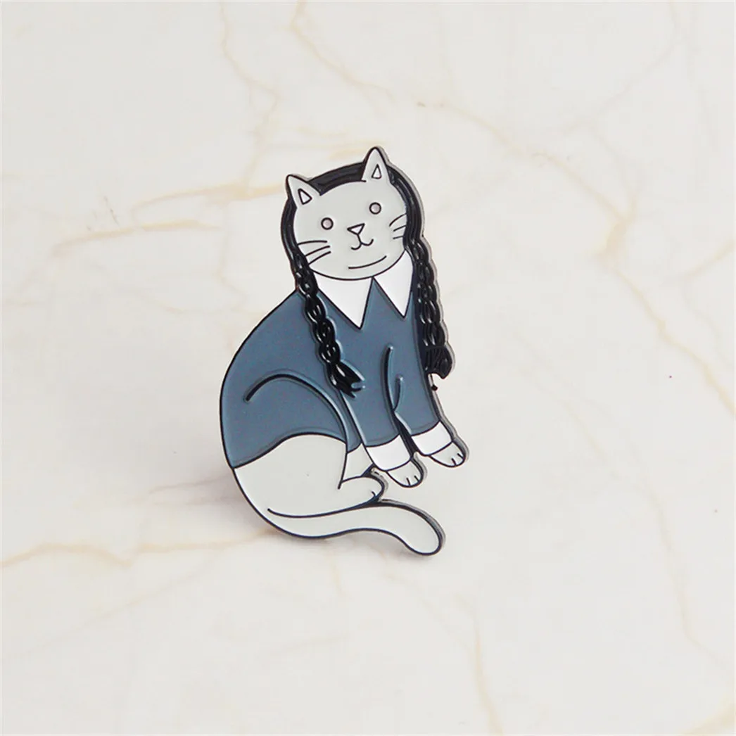 Qianraq стильная панк-брошь Goth Cat в виде темной кошки винтажные значки ведьмы