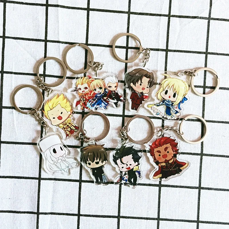 Аниме акриловый Fate Grand order Saber прозрачный двухсторонний кулон llaveros para mujer цепочка