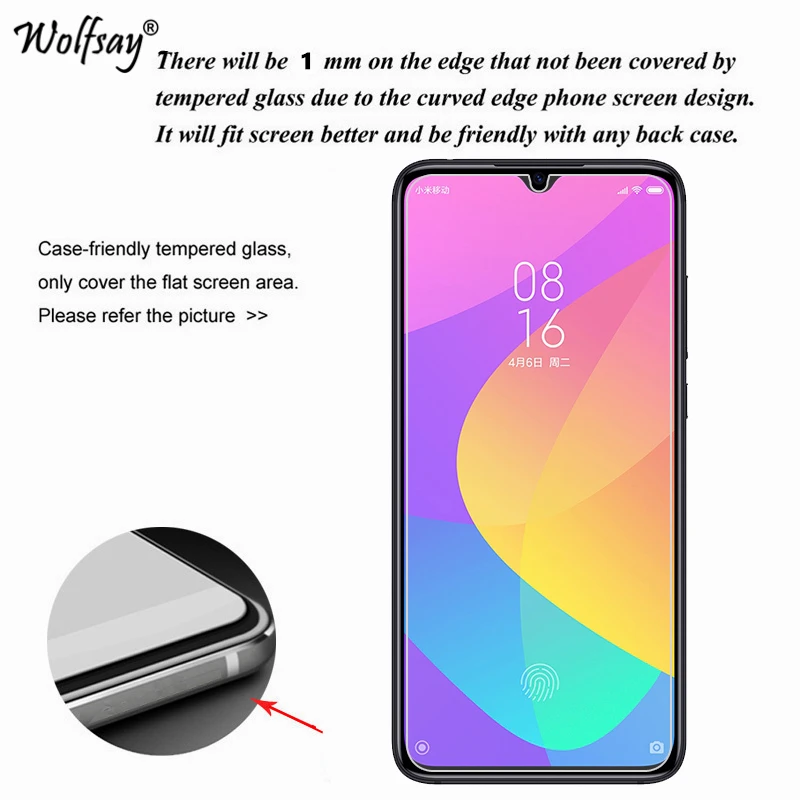 Protector de pantalla de vidrio templado para Xiaomi Mi CC9, pel&iacute;cula de vidrio para tel&eacute;fono, 2 uds.-1