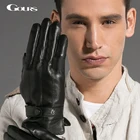 Мужские перчатки из натуральной козьей кожи Gours, черные перчатки из натуральной кожи, с поясом и пуговицами, GSM020, Осень-зима 2019