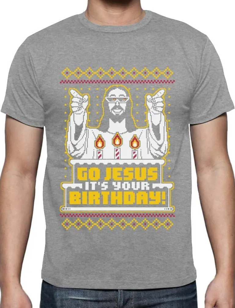 Weihnachtsgeschenk Go Jesus ваш день рождения Herren футболка бесплатная доставка Топы Футболка