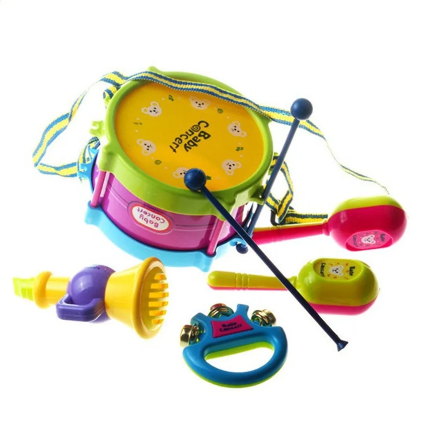 5pcs/set 0-3 Years Old Baby Toys Hand Drum Beat Rattles Musical Educational Kids Rattle for Newborn Toddlers | Игрушки и хобби