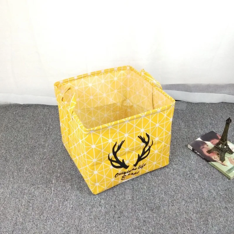 33x33 Yellow Antlers Складная корзина для белья, корзина для хранения одежды, бочки для хранения детских игрушек, контейнер для мелочей, органайзер для одежды, сумки - Цвет: 33x33 Yellow Antlers