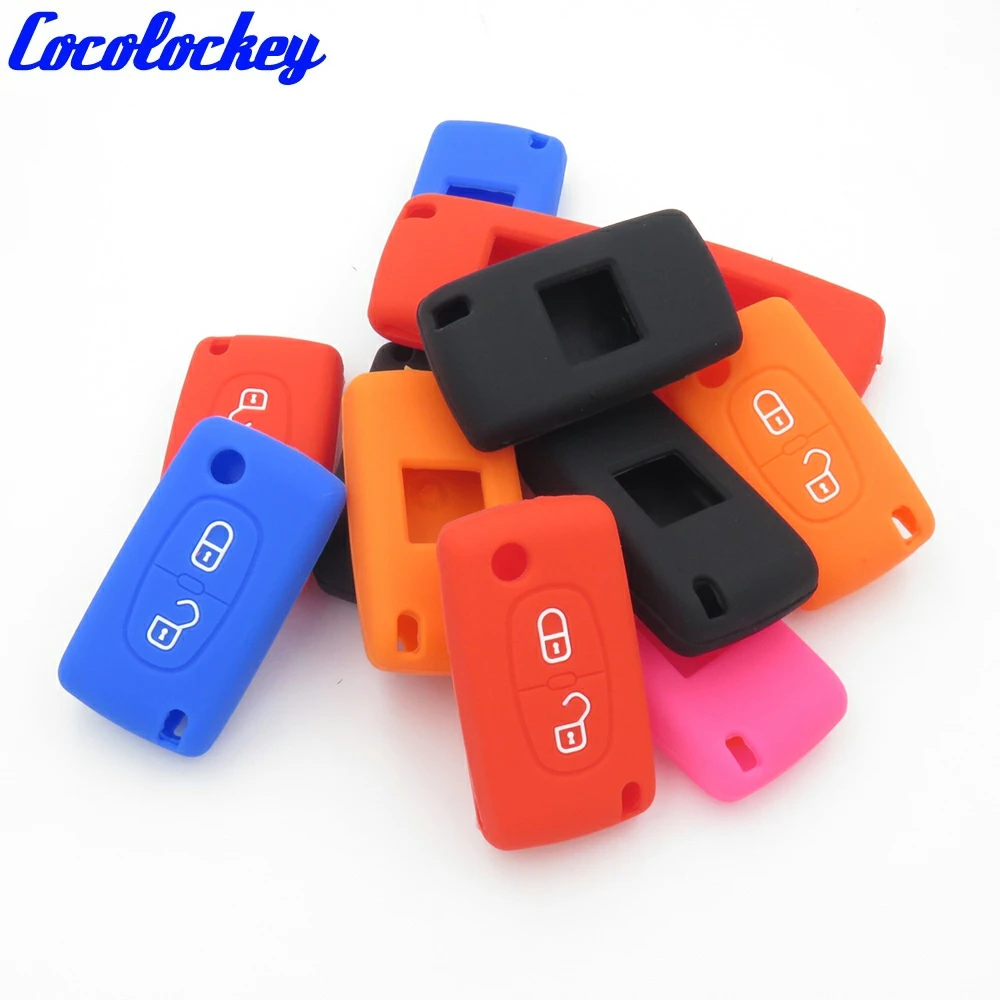 Cocolockey 2 кнопочный силиконовый чехол для автомобильного ключа PEUGEOT 206 207 307 308 407 408