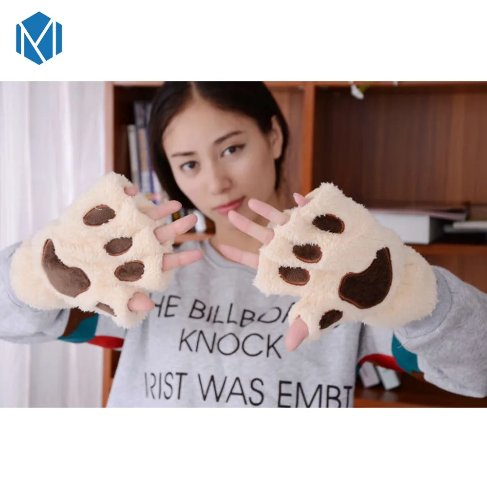 Новинка 2020 года милые зимние теплые перчатки без пальцев с героями мультфильмов