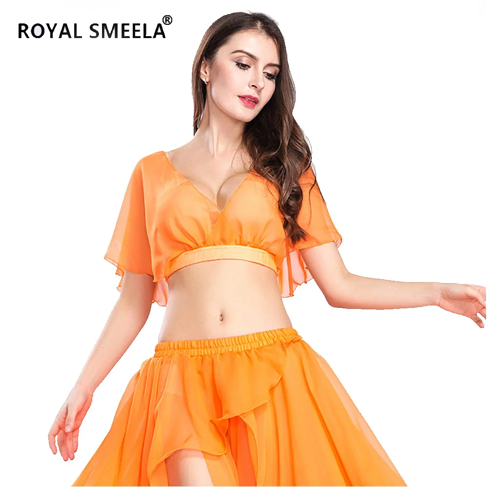 Шифоновый танцевальный Топ для женщин живота Танцевальный костюм танца