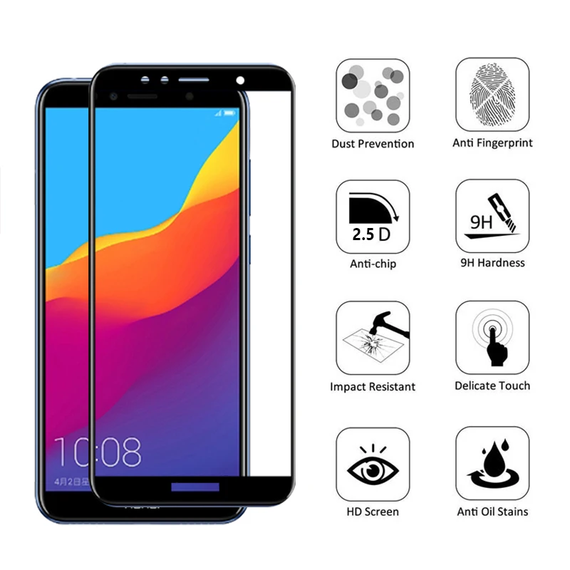 Защитное стекло закаленное для Huawei Honor 7C Pro 7CPro C7 7 защитная пленка|Защитные стёкла