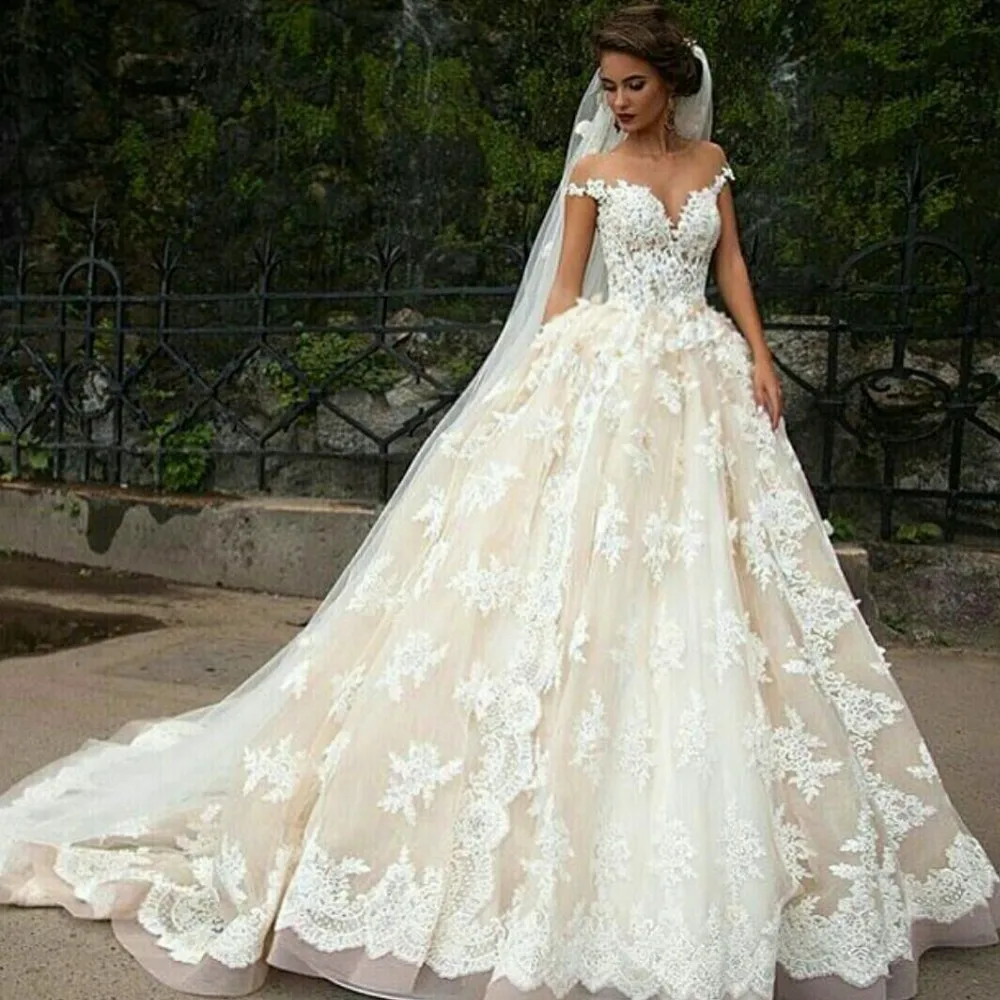 SIJANE Vintage A-line Marriage W Dresses With Long Train Floor-length Princess Bridal Dress 20190754 | Свадьбы и торжества