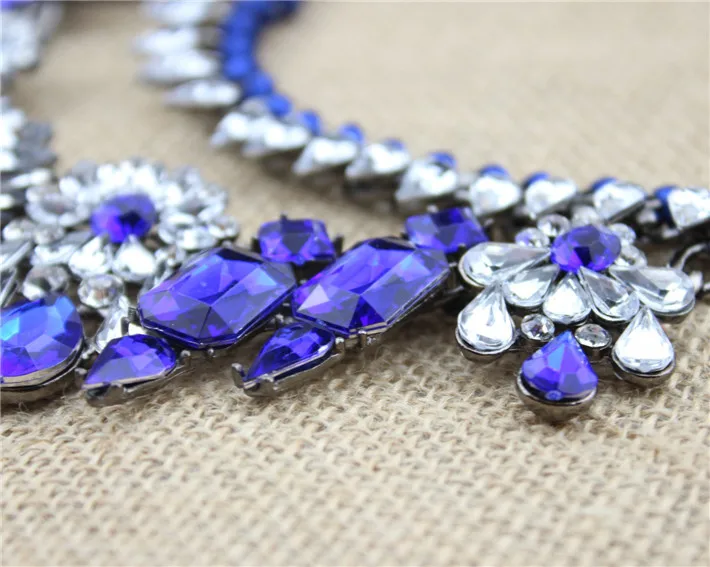 Весна 2014 новый дизайн shourouk ожерелье ювелирных изделий синий кристалл люкс