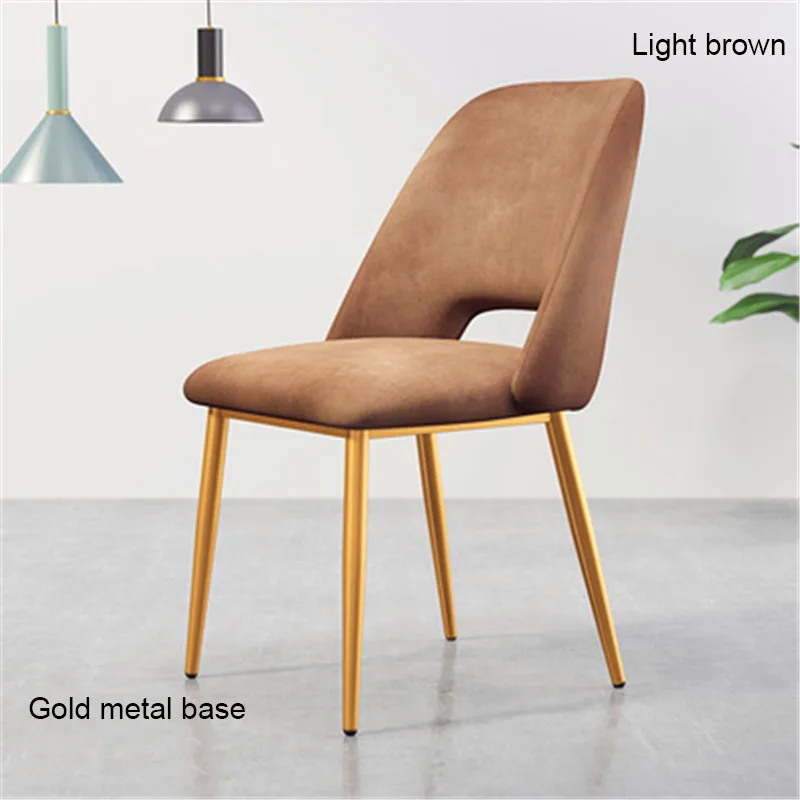Gold base Brown Современный в стиле минимализма нордический нержавеющий стальной обеденный стул Повседневная мебель домашний стул ресторан кухня диван для кафе стул - Цвет: Gold base Brown