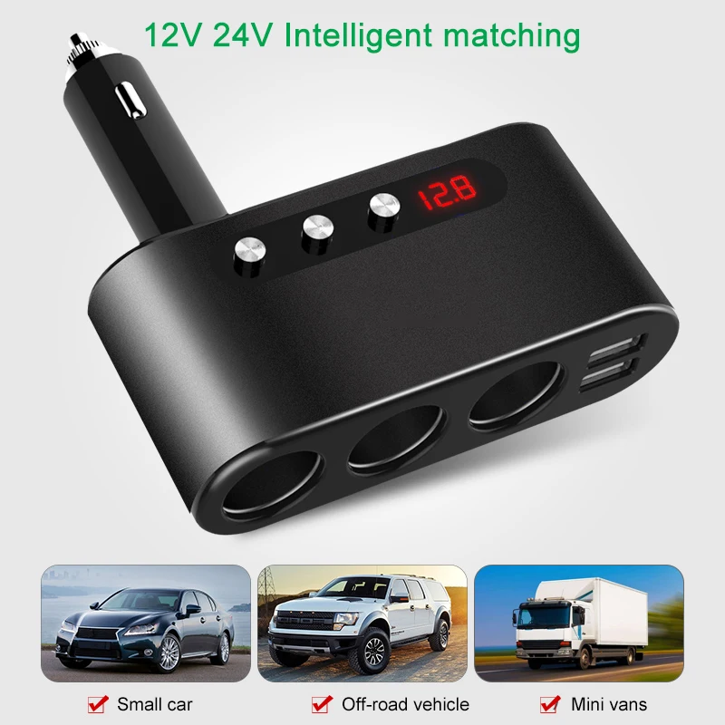 12 в 24 розетка для автомобильного прикуривателя сплиттер вилка светодиодный USB