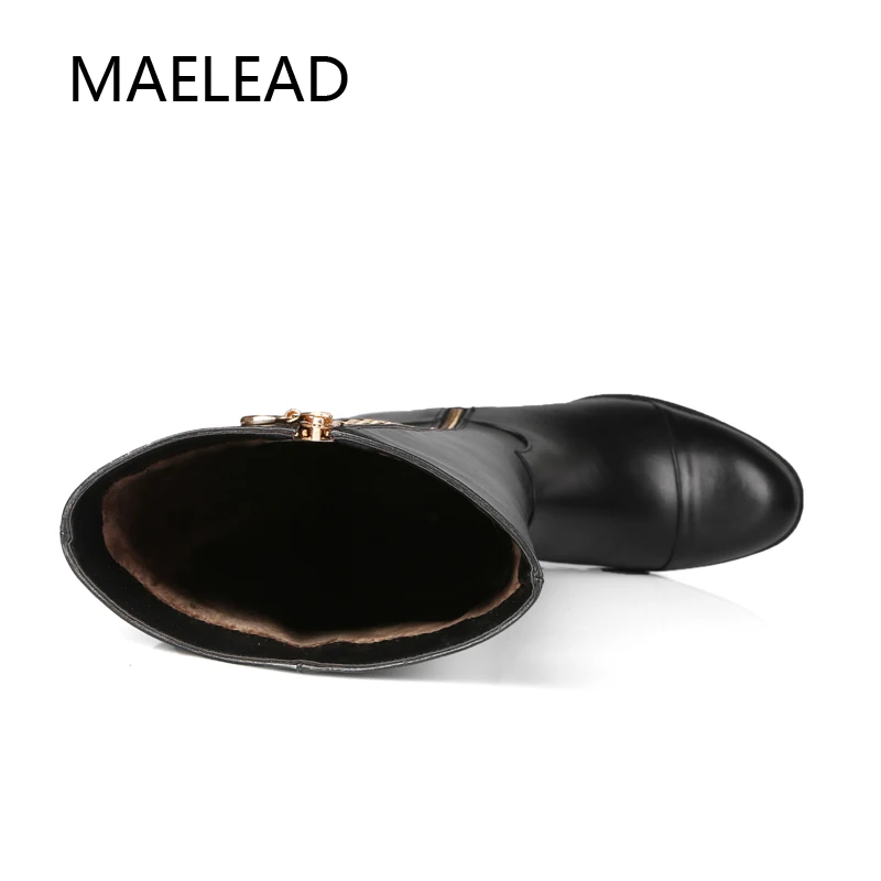 MAELEAD 2018 новый стиль высокие сапоги до колена из натуральной кожи на молнии